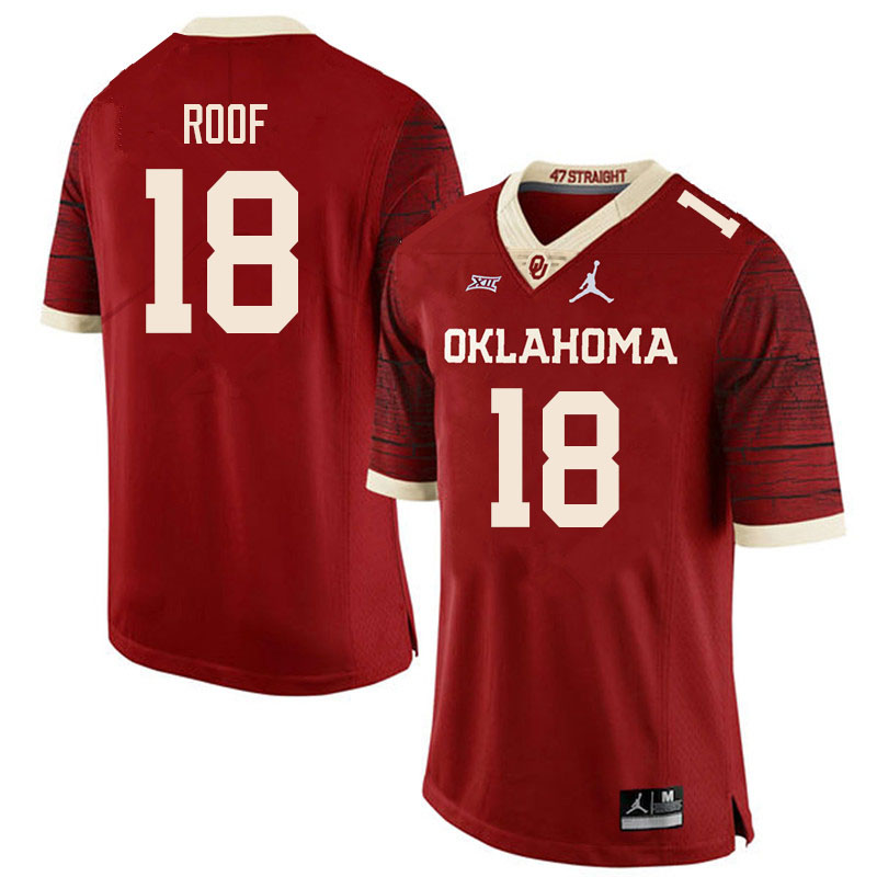 Men #18 T.D. Roof Oklahoma Sooners College Football Jerseys Sale-Retro